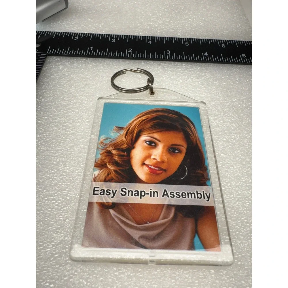 Clear Photo Insert‎ Keychain Easy Snap In Assembly with Ring
